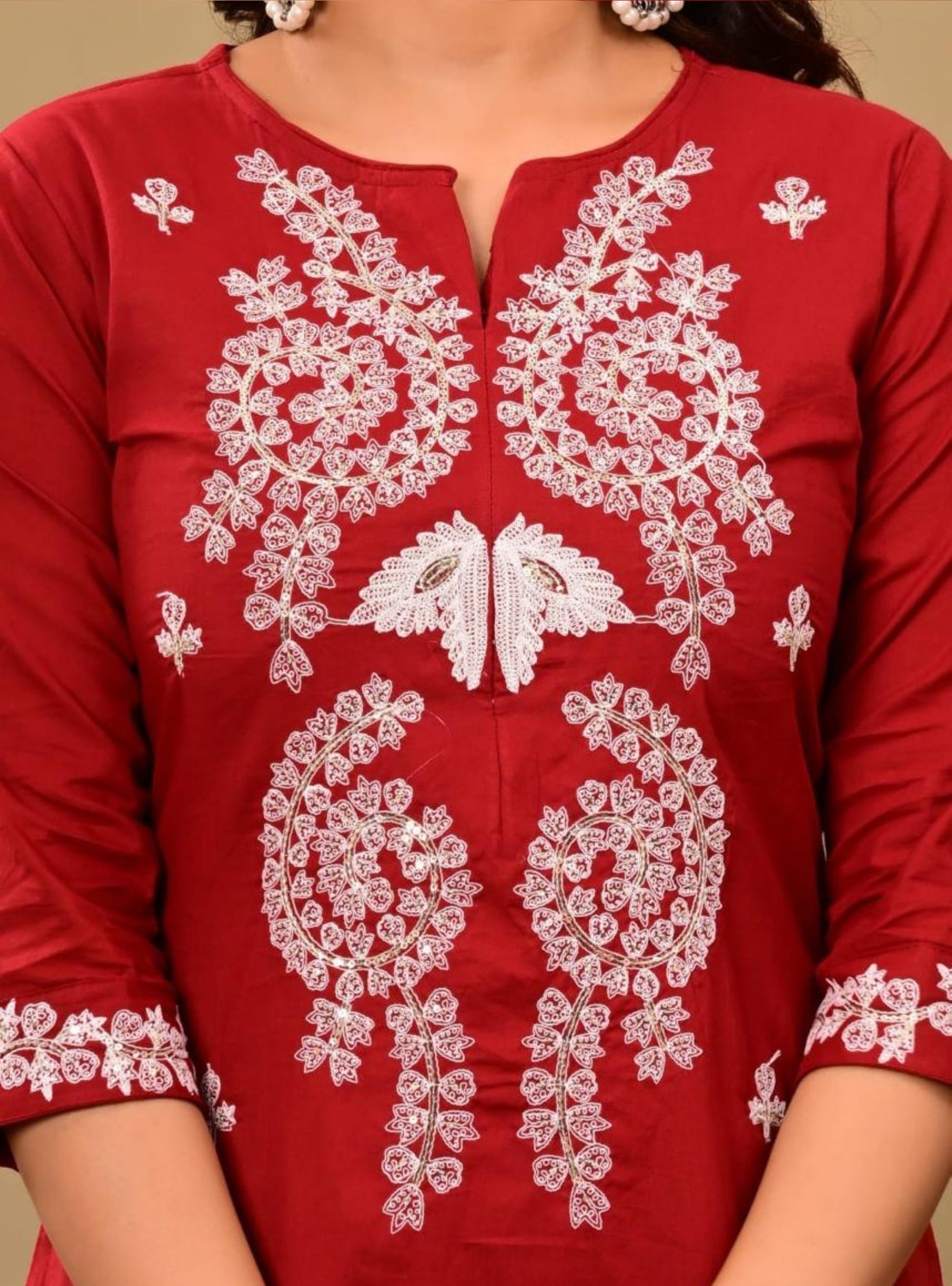 Elegant Red Embroidered Salwar Suit