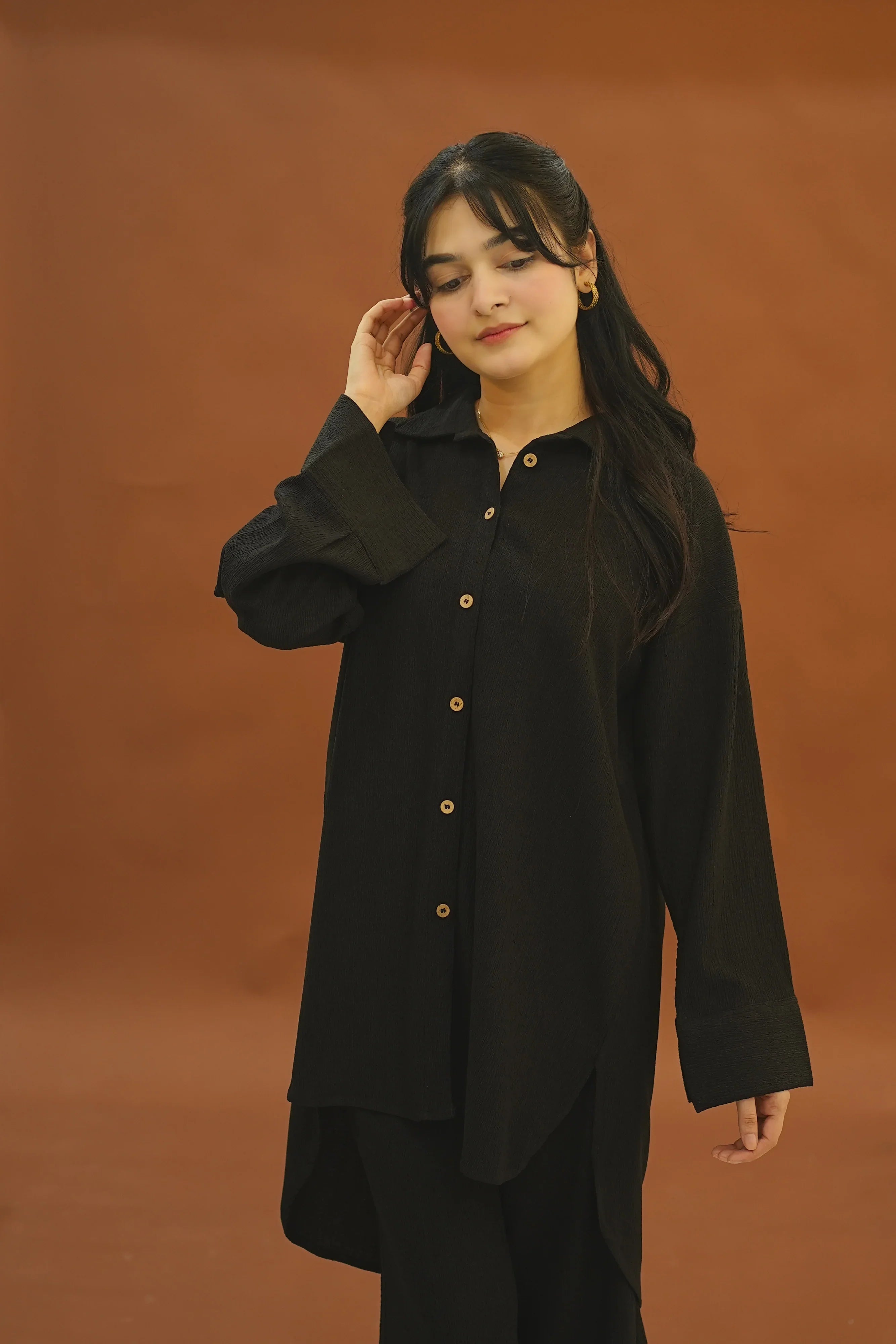 Black Textured Co-ord Set