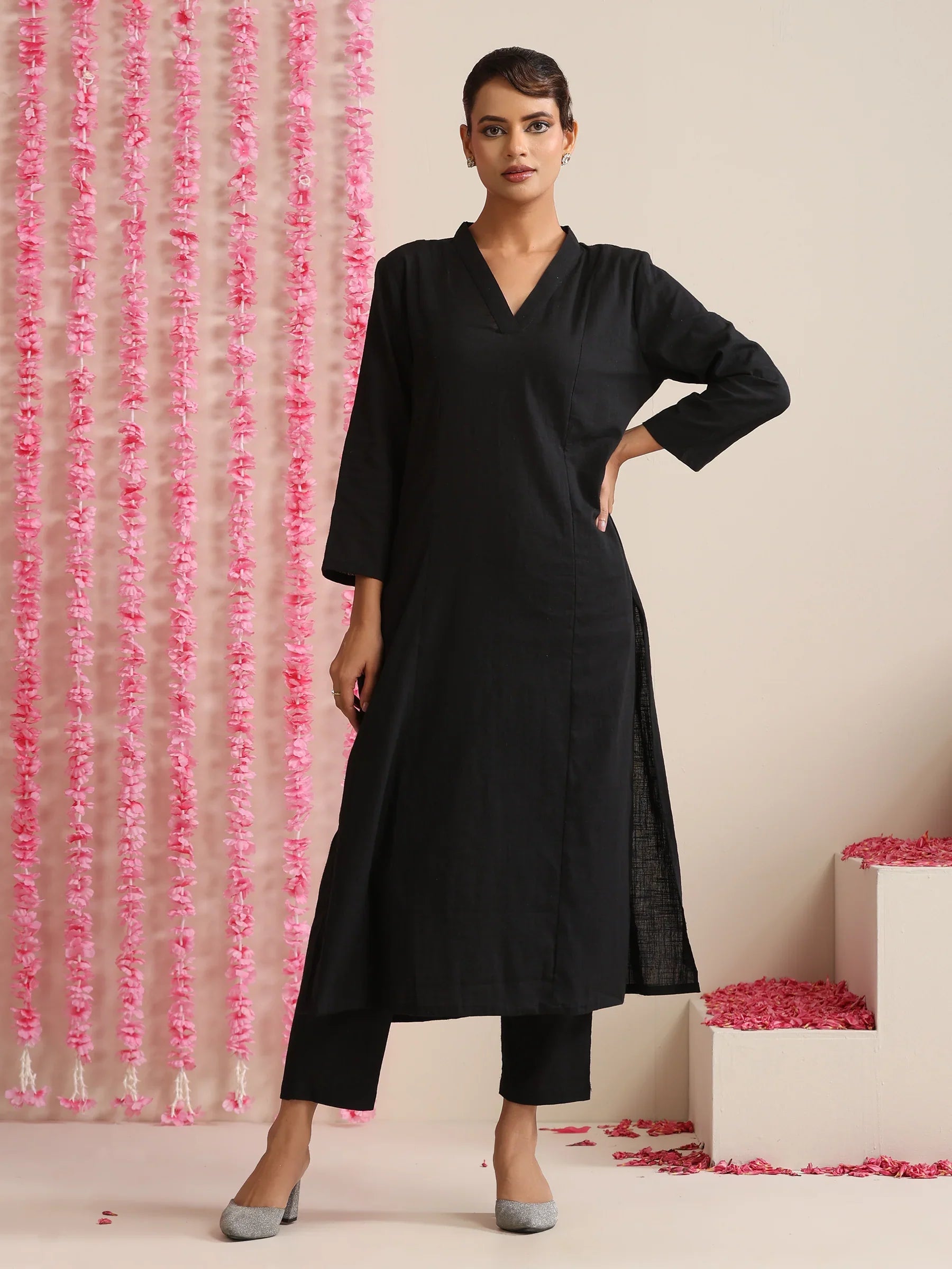 Noor Black Cotton Co-Ord Set