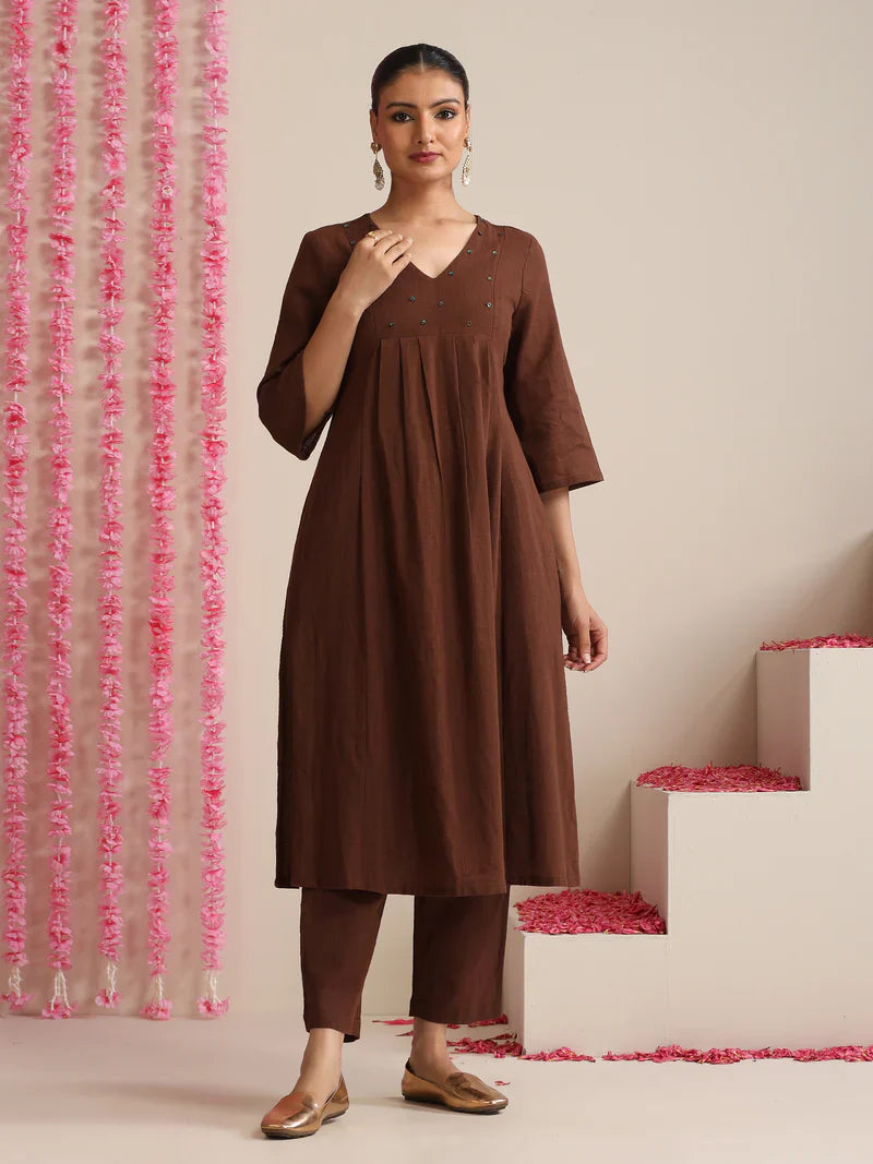Ivory Cotton Slub Kurta Set