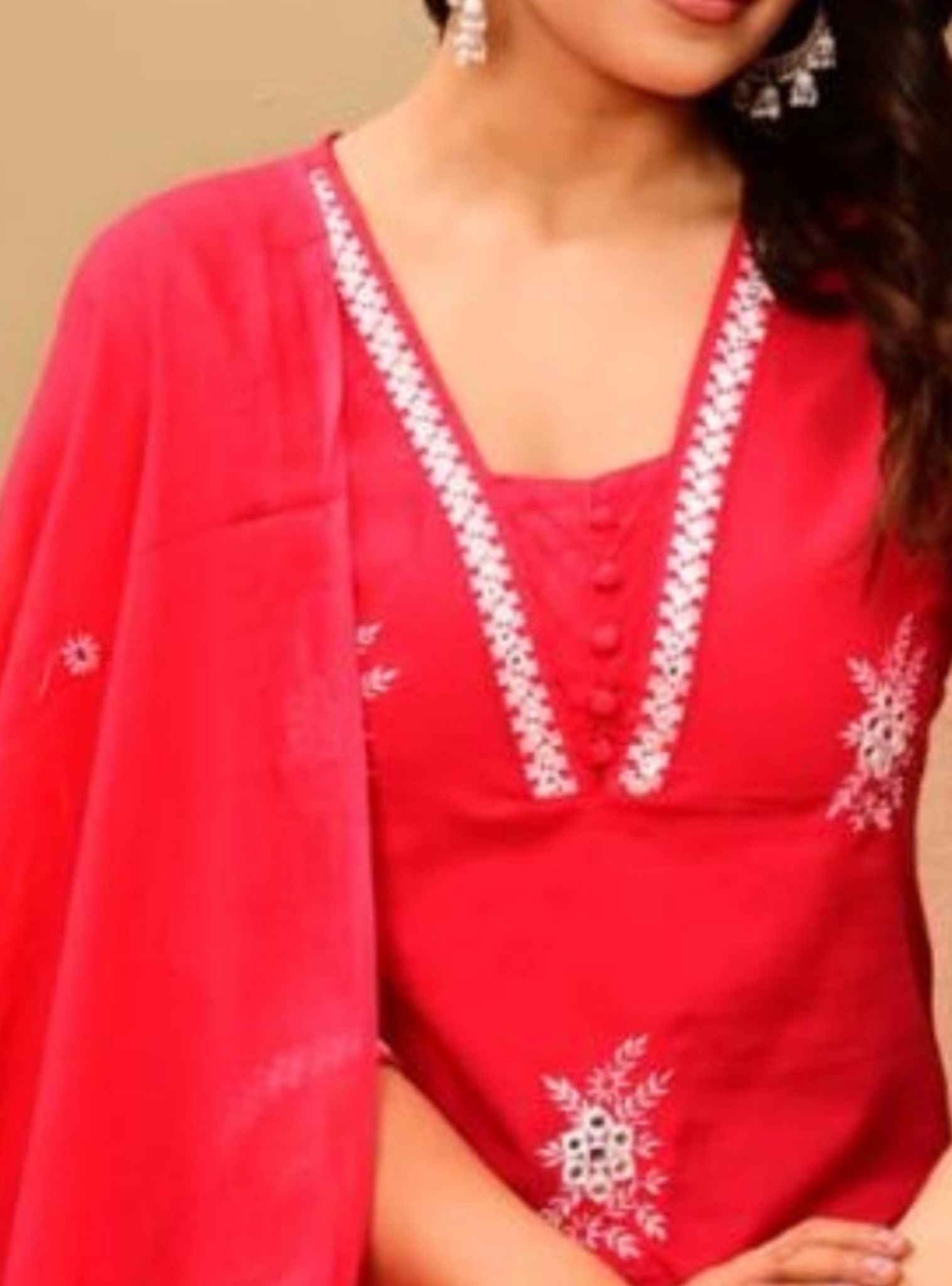 Pink Embroidered Kurta Pant Set with Dupatta