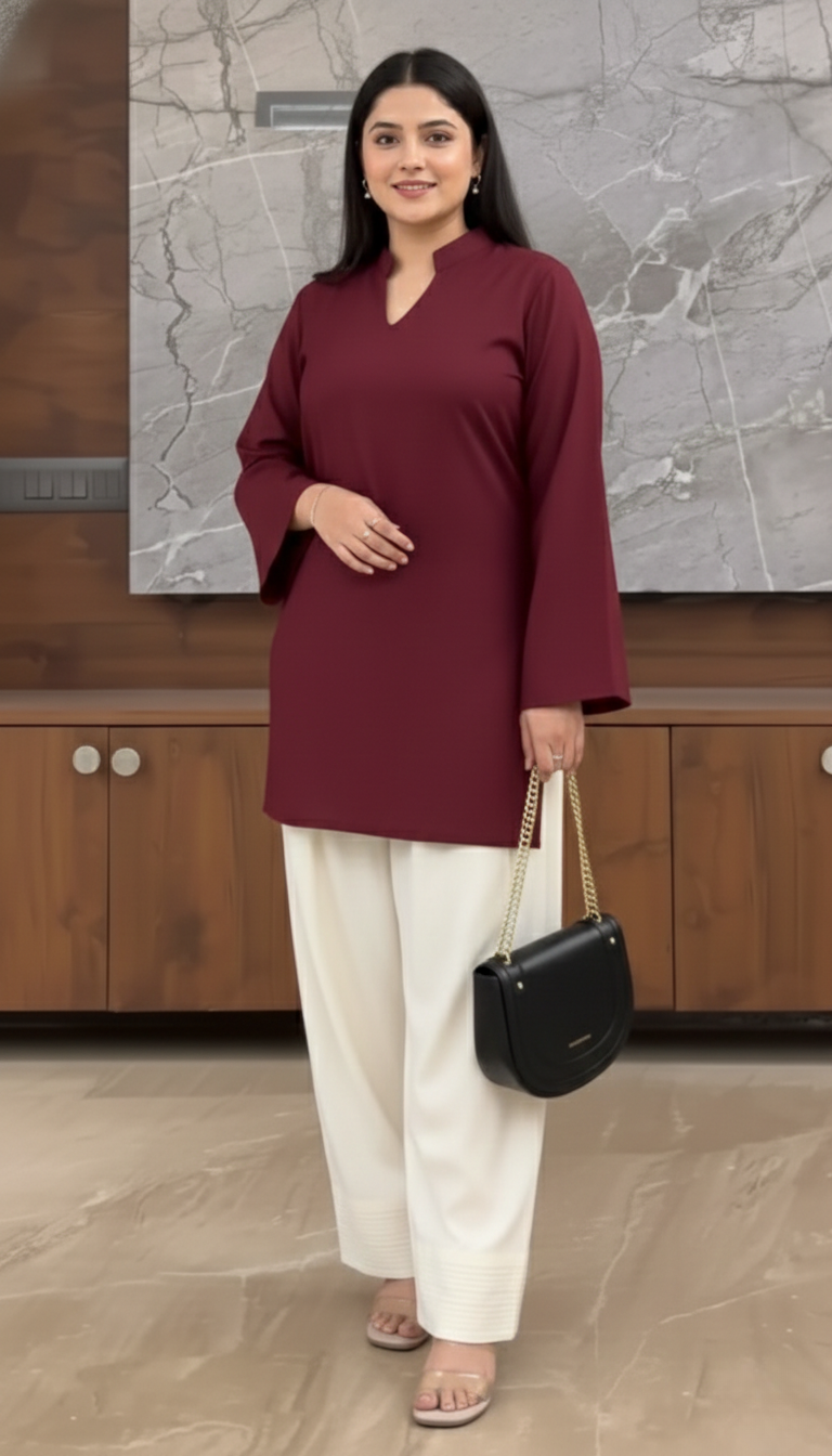 Crimson Rayon Co-ord Set