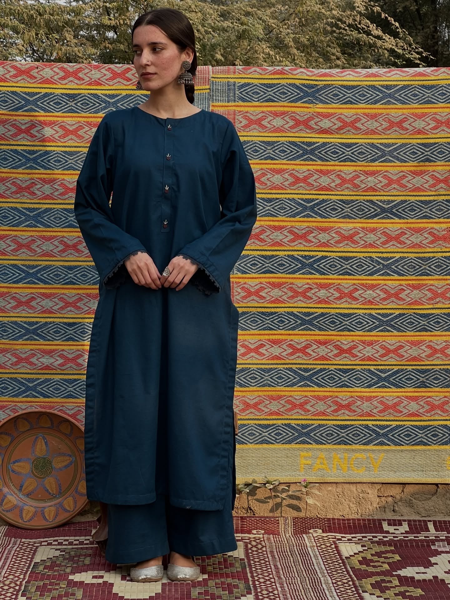 Cotton Khaddar Co-ord Set – Heer Earthy Luxe